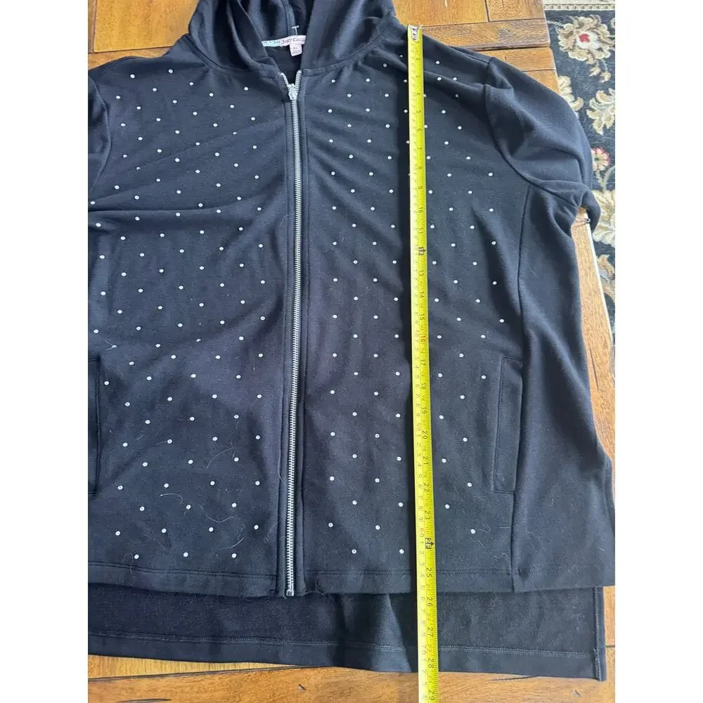 NWT Juicy Couture Black Rhinestone Zip Hoodie XL Hi Low Hem Y2K - Picture 8 of 11